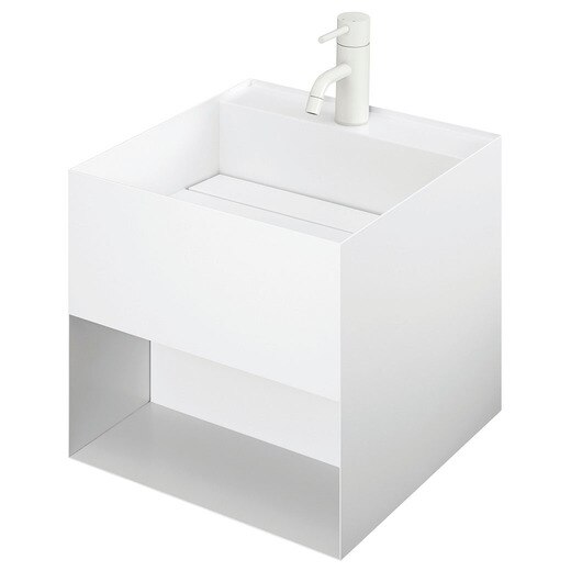 極簡方形洗面盆 白色 正面