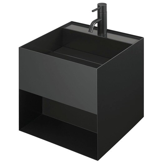 極簡方形洗面盆 黑色 正面